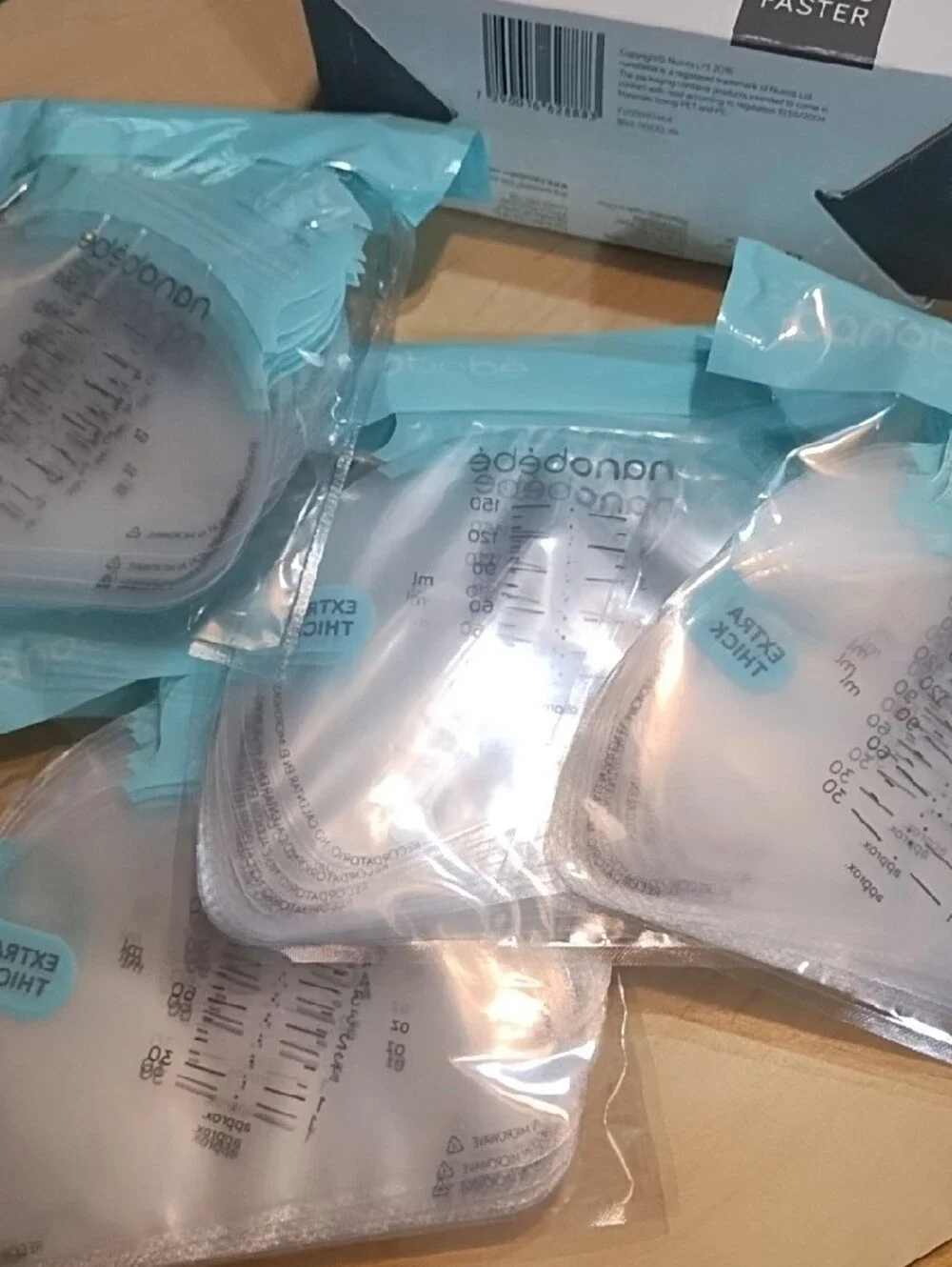 nanobébé Breastmilk Storage Bags - Teal/White NIB Unopened Packs Extra Thick.